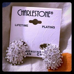 Austrian Crystal clip on rhinestone earrings